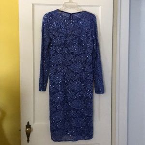 Blu Sage blue lace sequin cocktail dress